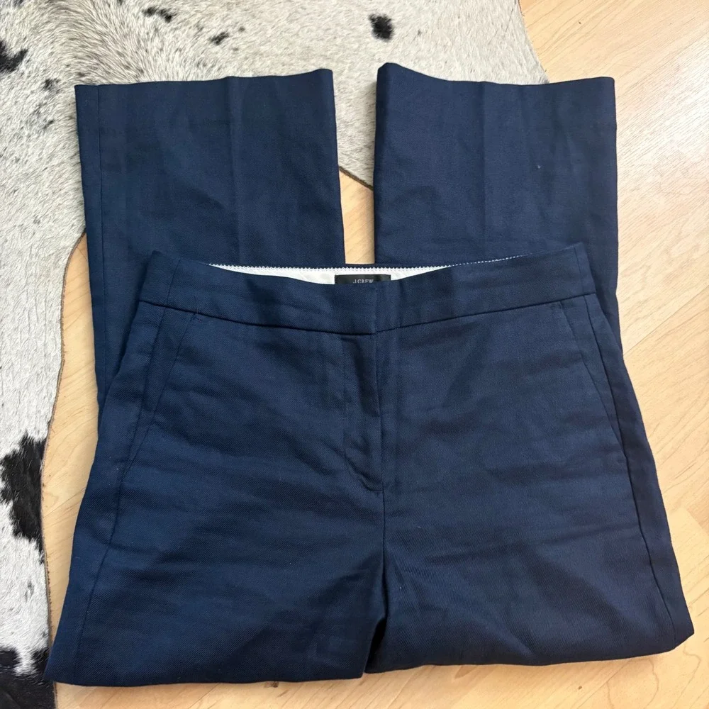 J CREW Hayden Kickout Crop Pant In Stretch Linen Navy‎ Blue Sie 8P